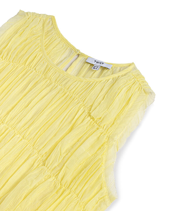 KUMAŞ MIX COLORBLOCK BLUZ-TS1260006171009-Sarı-Bluz