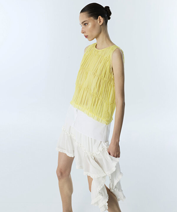 KUMAŞ MIX COLORBLOCK BLUZ-TS1260006171009-Sarı-Bluz