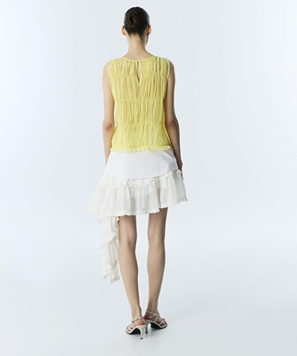 KUMAŞ MIX COLORBLOCK BLUZ-TS1260006171009-Sarı-Bluz