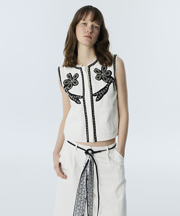 FLORAL PATCH Lİ YELEK-TS1260007027018-Ekru-Yelek