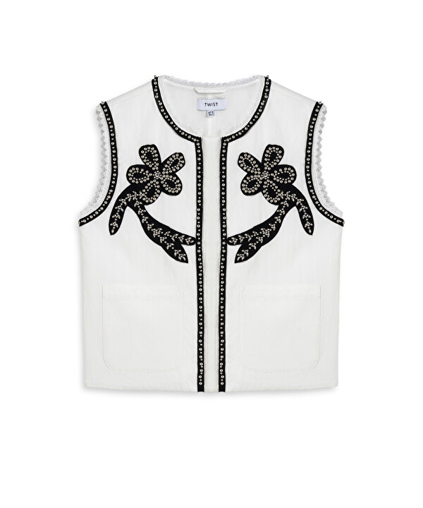 FLORAL PATCH Lİ YELEK-TS1260007027018-Ekru-Yelek