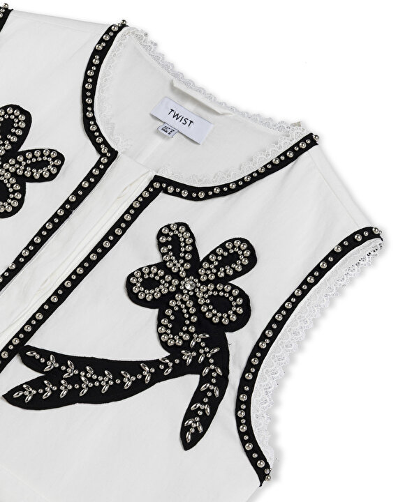 FLORAL PATCH Lİ YELEK-TS1260007027018-Ekru-Yelek