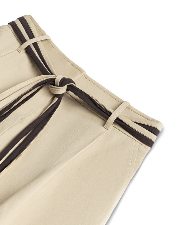 COLORBLOCK BİYELİ KEMERLİ ŞORT-TS1260013030003-Natürel-Şort