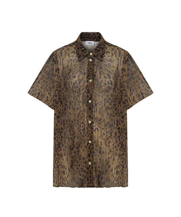 ANIMAL PRINT TUNİK-TS1260016008074-Kahverengi-Tunik