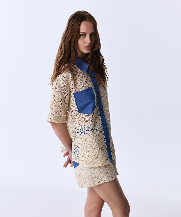 DENİM MIX FİSTO TUNİK-TS1260016009018-Ekru-Tunik