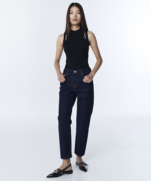 MOM FİT JEAN PANTOLON-TS1260018026015-Lacivert-Jean Pantolon