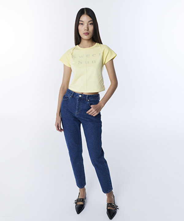 MOM FİT JEAN PANTOLON-TS1260018026AC7-Koyu İndigo-Jean Pantolon