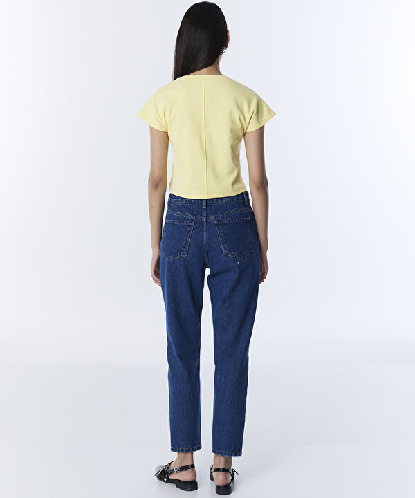 MOM FİT JEAN PANTOLON-TS1260018026AC7-Koyu İndigo-Jean Pantolon