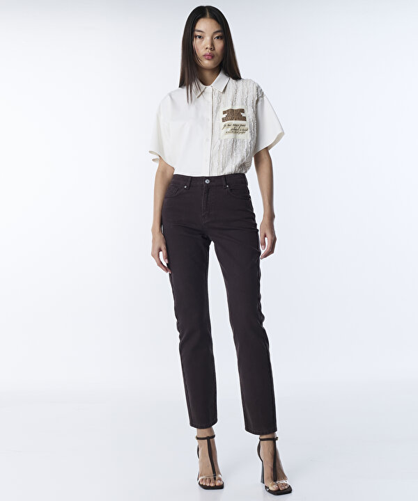 MOM FİT JEAN PANTOLON-TS1260018027074-Kahverengi-Jean Pantolon