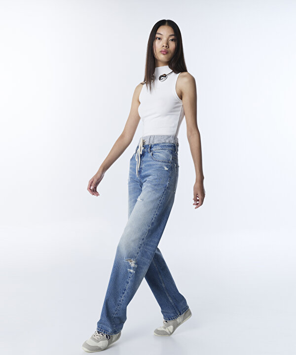 KONTRAST BEL JEAN PANTOLON-TS1260018034629-İndigo-Jean Pantolon