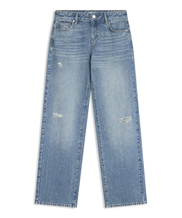 ESKİTME EFEKTLİ JEAN PANTOLON-TS1260018037629-İndigo-Jean Pantolon