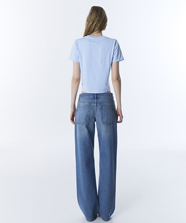 ESKİTME EFEKTLİ JEAN PANTOLON-TS1260018037629-İndigo-Jean Pantolon