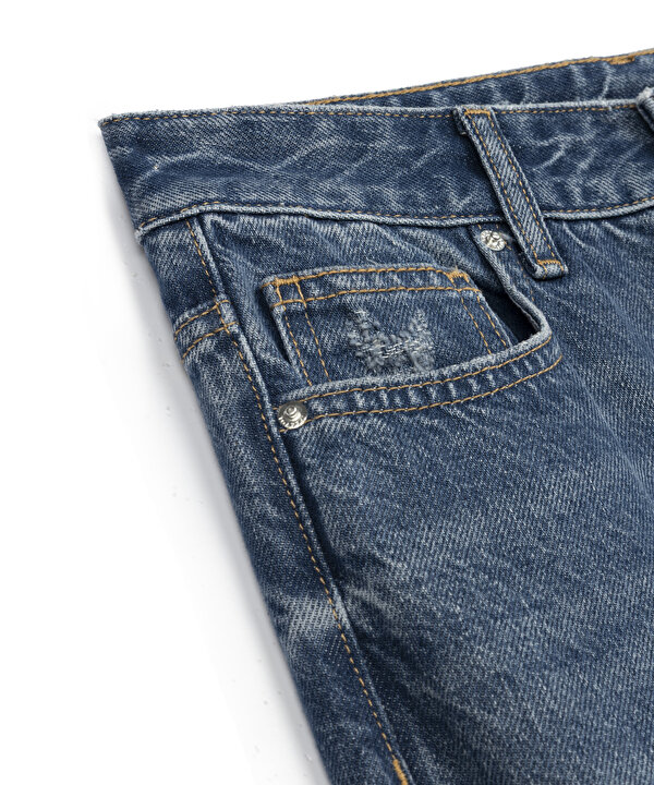 ESKİTME EFEKTLİ JEAN PANTOLON-TS1260018037AC7-Koyu İndigo-Jean Pantolon