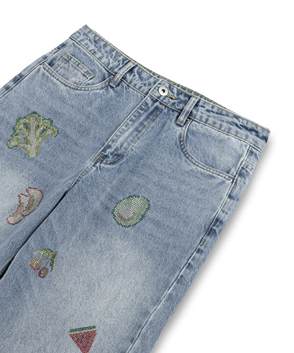 HOTFIX BASKILI JEAN PANTOLON-TS1260018045CC2-Açık İndigo-Jean Pantolon
