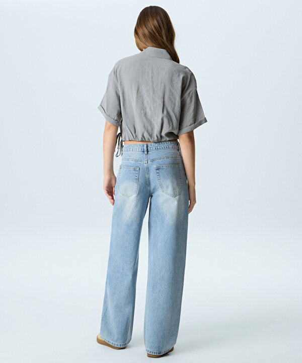 HOTFIX BASKILI JEAN PANTOLON-TS1260018045CC2-Açık İndigo-Jean Pantolon