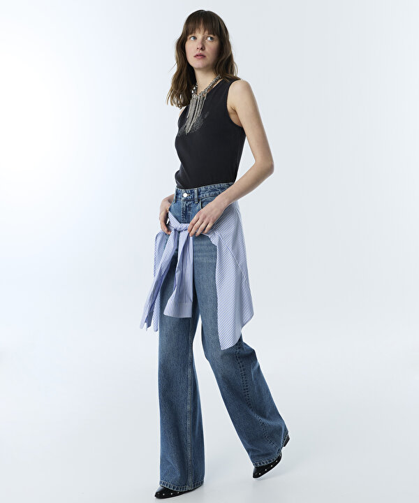 ÇİFT PARÇA GÖRÜNÜM JEAN PANTOLON-TS1260018050629-İndigo-Jean Pantolon