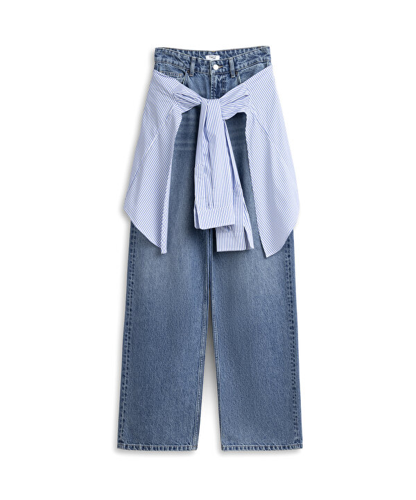 ÇİFT PARÇA GÖRÜNÜM JEAN PANTOLON-TS1260018050629-İndigo-Jean Pantolon