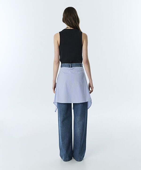 ÇİFT PARÇA GÖRÜNÜM JEAN PANTOLON-TS1260018050629-İndigo-Jean Pantolon