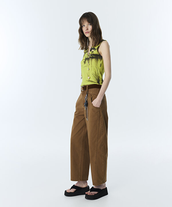 CHARM LI BARREL FİT JEAN PANTOLON-TS1260018053021-Taba-Jean Pantolon