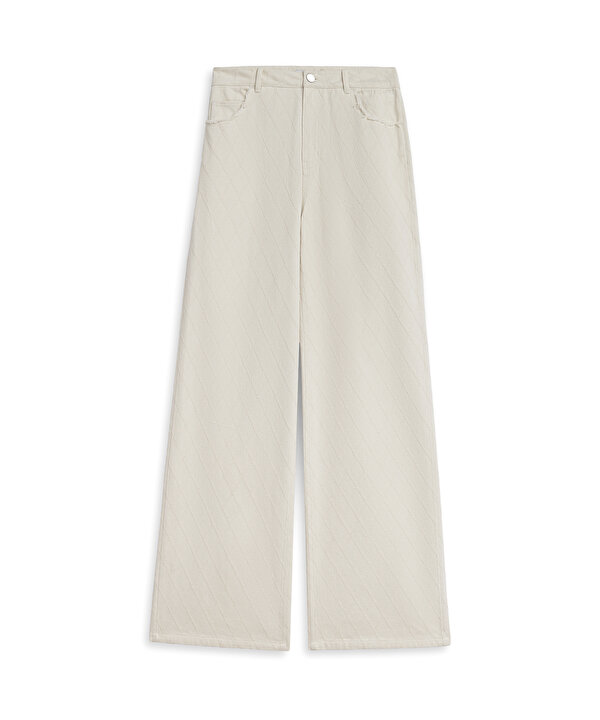 BAKLAVA DOKULU WIDE LEG JEAN PANTOLON-TS1260018054AB1-Yağ-Jean Pantolon