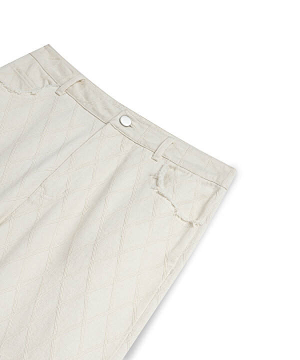 BAKLAVA DOKULU WIDE LEG JEAN PANTOLON-TS1260018054AB1-Yağ-Jean Pantolon