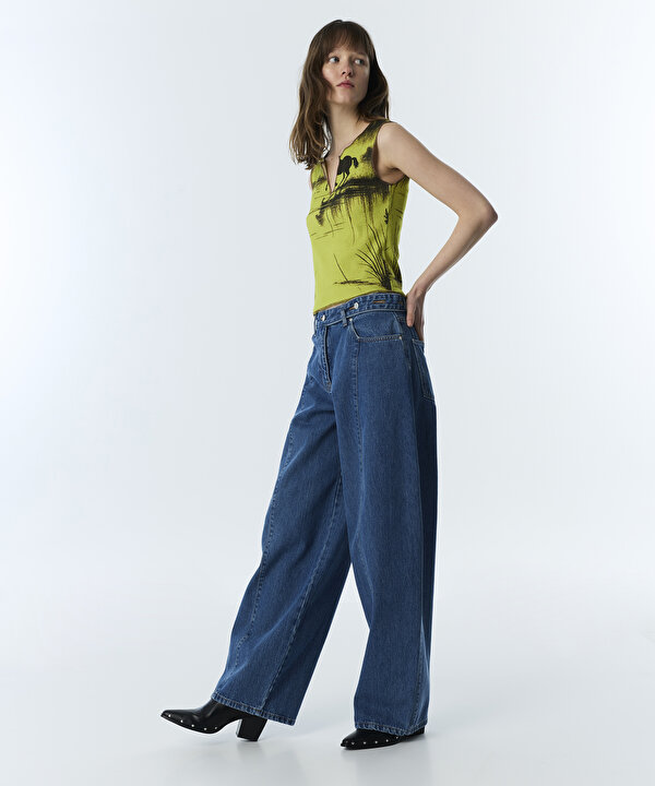 BARREL FİT JEAN PANTOLON-TS1260018079629-İndigo-Jean Pantolon