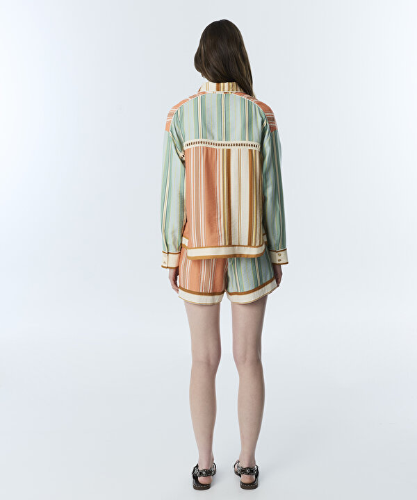 ÇİZGİLİ COLORBLOCK GÖMLEK-TS1260025182089-Mavi-Gömlek