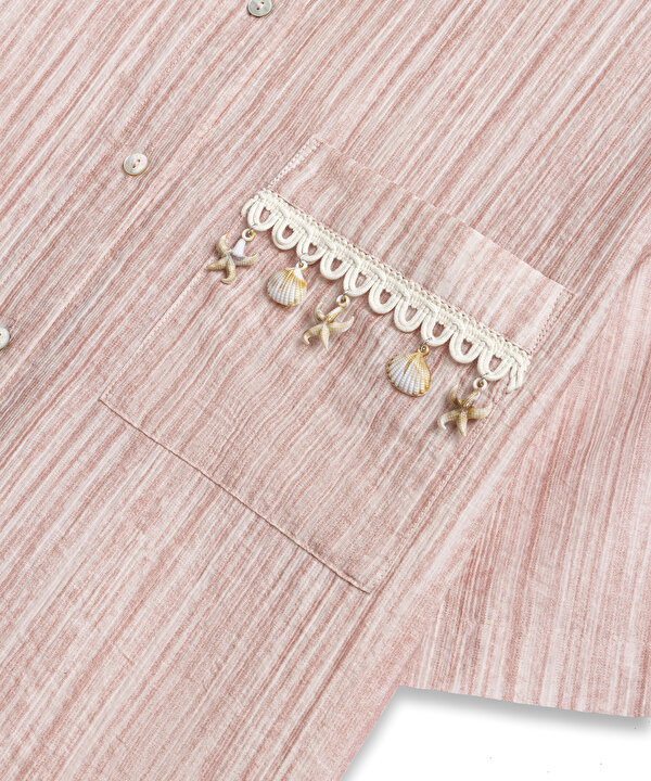 KROŞE ŞERİTLİ GÖMLEK-TS1260025189033-Pembe-Gömlek