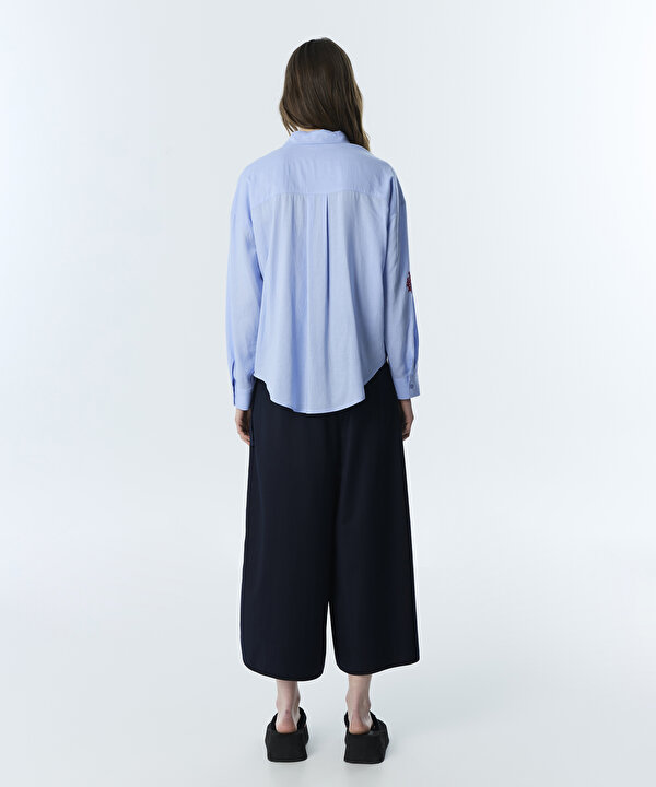 NAKIŞLI OVERSIZE GÖMLEK-TS1260025273089-Mavi-Gömlek
