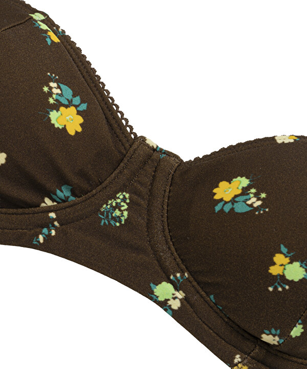 FLORAL BASKILI BİKİNİ SETİ-TS1260038027074-Kahverengi-Bikini Takımı