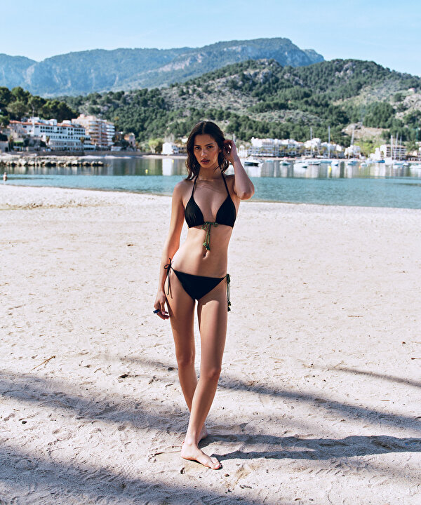 KONTRAST BAĞCIKLI BİKİNİ SETİ-TS1260038039001-Siyah-Bikini Takımı