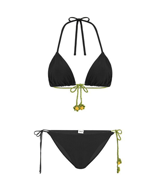 KONTRAST BAĞCIKLI BİKİNİ SETİ-TS1260038039001-Siyah-Bikini Takımı