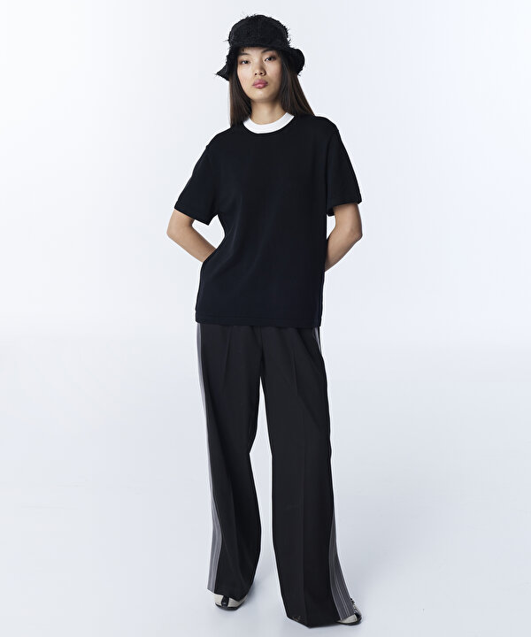 KONTRAST YAKA TRİKO-TS1260050065001-Siyah-Triko