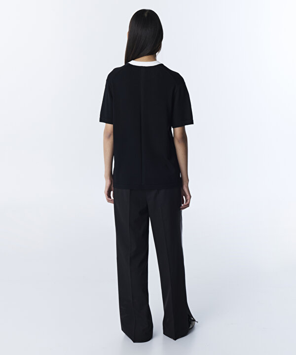KONTRAST YAKA TRİKO-TS1260050065001-Siyah-Triko