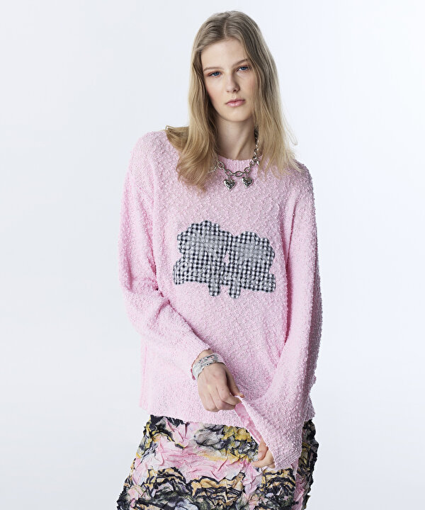 DOKULU PATCH Lİ OVERSIZE TRİKO-TS1260050089033-Pembe-Triko