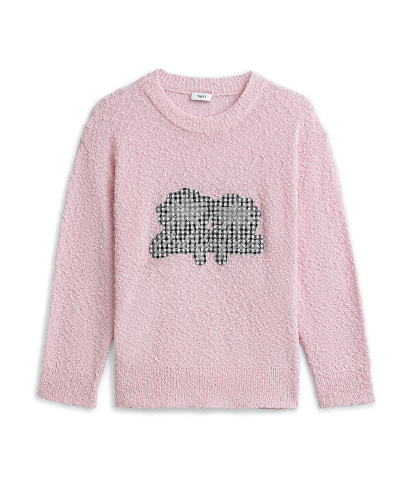 DOKULU PATCH Lİ OVERSIZE TRİKO-TS1260050089033-Pembe-Triko