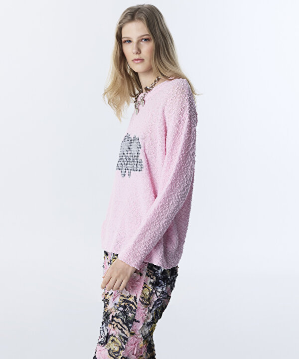 DOKULU PATCH Lİ OVERSIZE TRİKO-TS1260050089033-Pembe-Triko