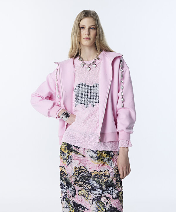 DOKULU PATCH Lİ OVERSIZE TRİKO-TS1260050089033-Pembe-Triko