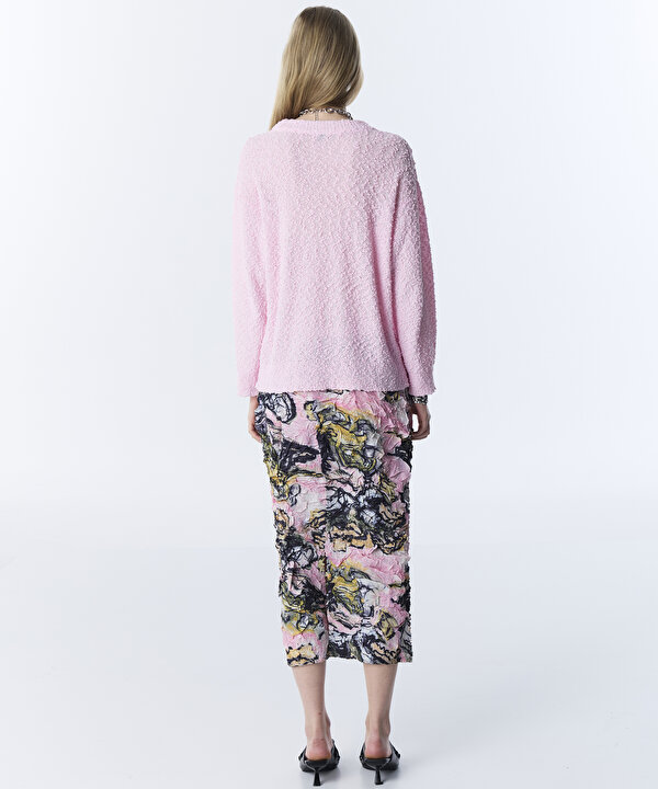 DOKULU PATCH Lİ OVERSIZE TRİKO-TS1260050089033-Pembe-Triko
