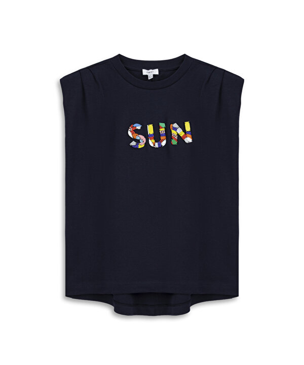 BONCUK İŞLEMELİ TİŞÖRT-TS1260070346015-Lacivert-Tişört