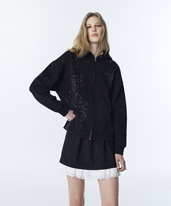HOTFIX BASKILI SWEATSHIRT-TS1260091025001-Siyah-SWEATSHIRT
