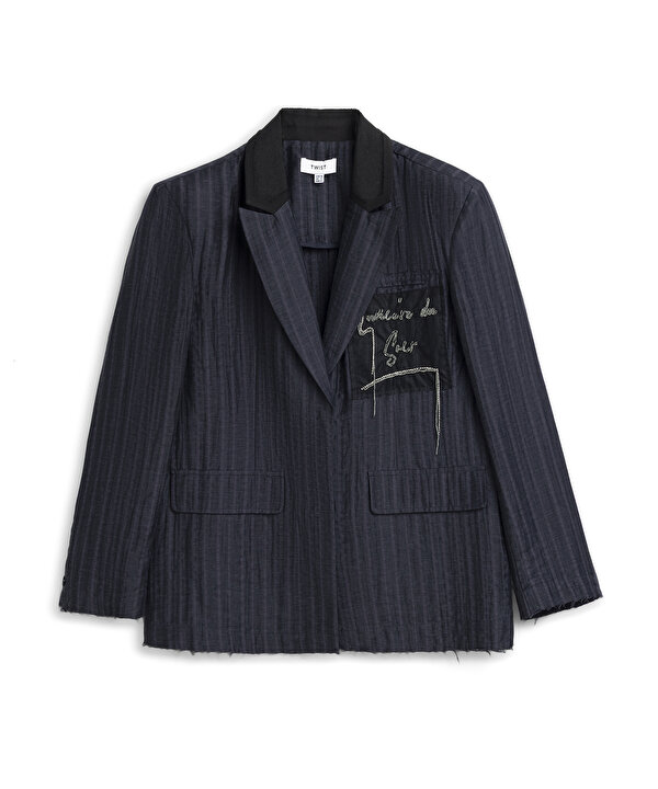 PATCH Lİ VATKALI BLAZER-TS1260106020015-Lacivert-Blazer