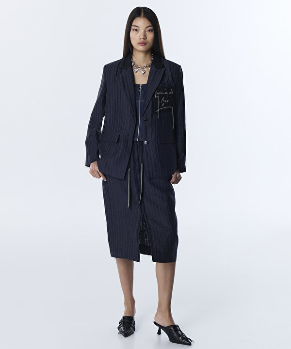 PATCH Lİ VATKALI BLAZER-TS1260106020015-Lacivert-Blazer