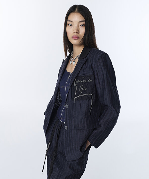 PATCH Lİ VATKALI BLAZER-TS1260106020015-Lacivert-Blazer