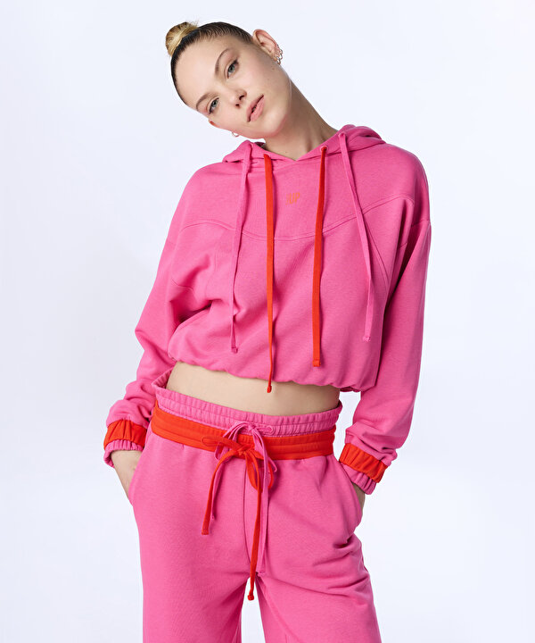 KONTRAST KORDONLU LOGOLU SWEATSHIRT-TW6250091038033-Pembe-SWEATSHIRT