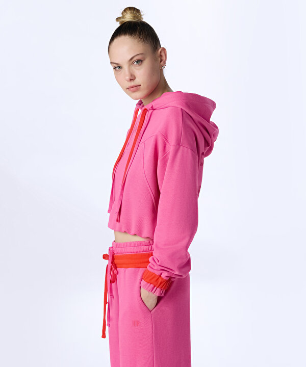 KONTRAST KORDONLU LOGOLU SWEATSHIRT-TW6250091038033-Pembe-SWEATSHIRT