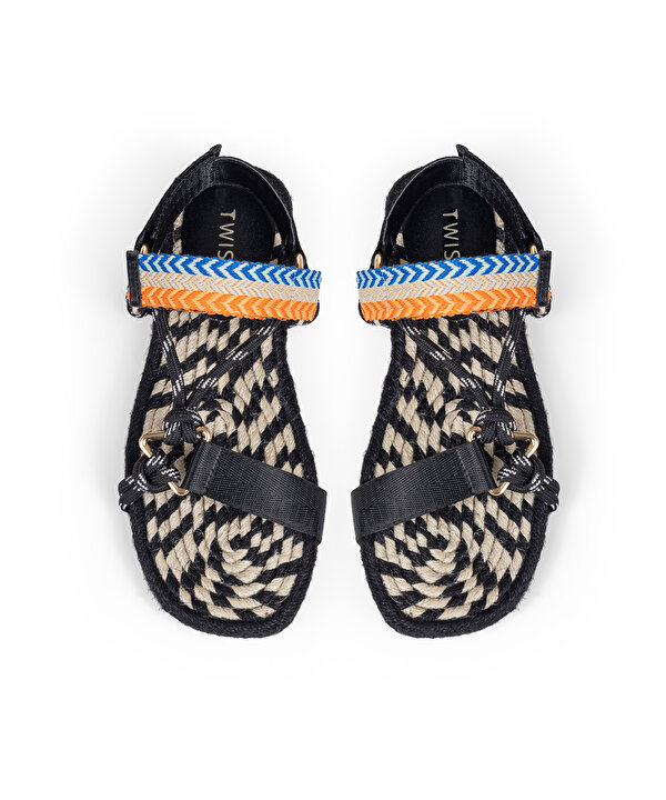 KONTRAST BANTLI METAL TOKALI SANDALET-TS1260033006001-Siyah-Sandalet