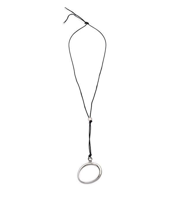 METAL HALKA UÇLU KORDON KOLYE-TS1260051028001-Siyah-Kolye
