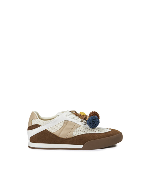 KARMA AKSESUARLI KONTRAST DOKULU SNEAKER-TS1260062001002-Beyaz-Sneaker