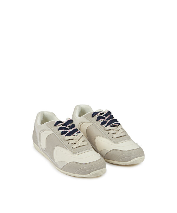 ÇİFT BAĞCIKLI COLORBLOCK SNEAKER-TS1260062004096-Kırık Beyaz-Sneaker